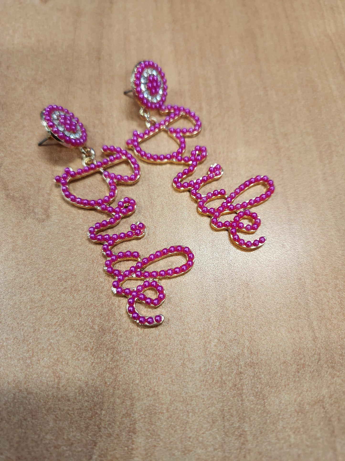 Pink bride earrings