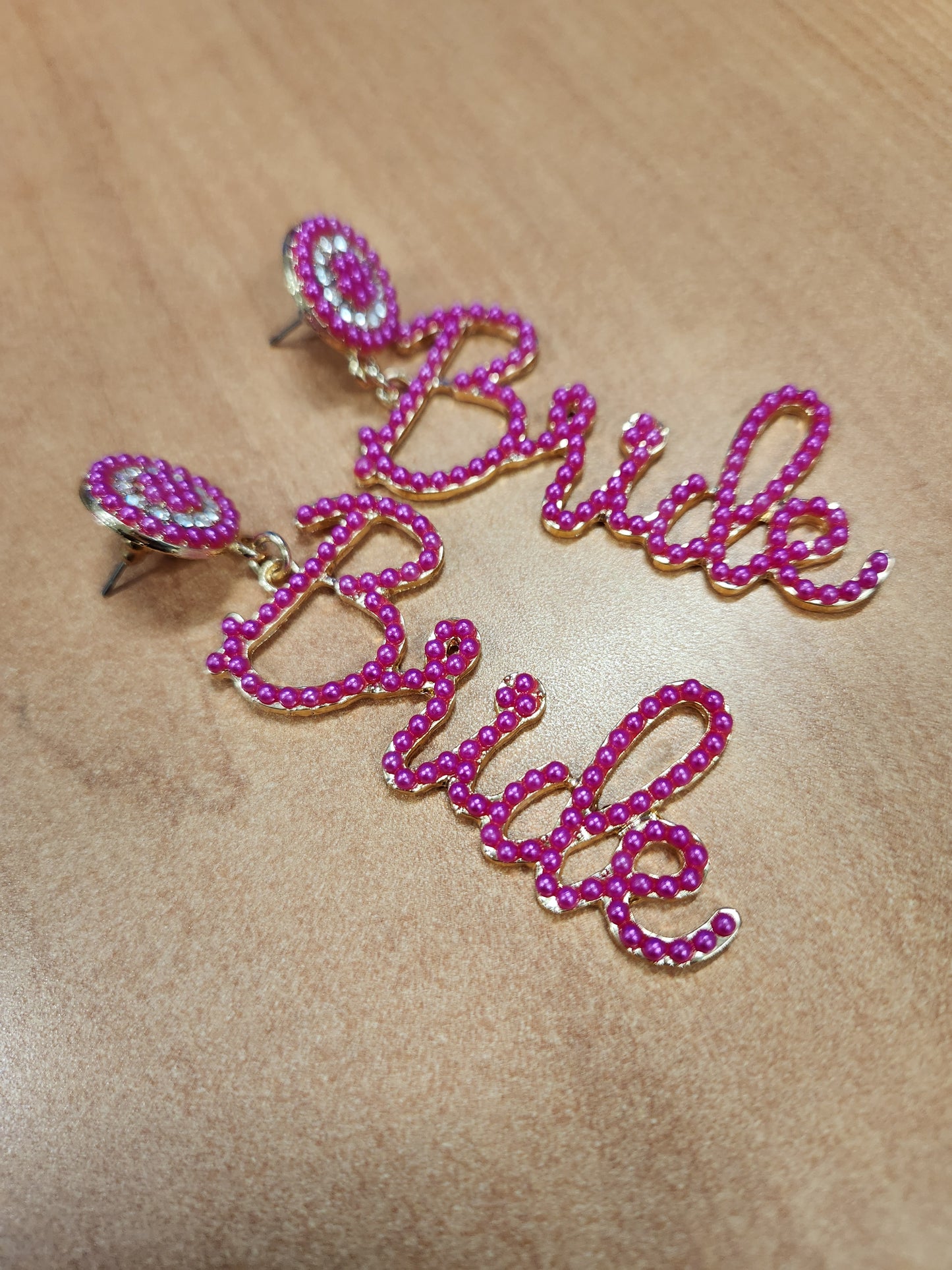 Pink bride earrings