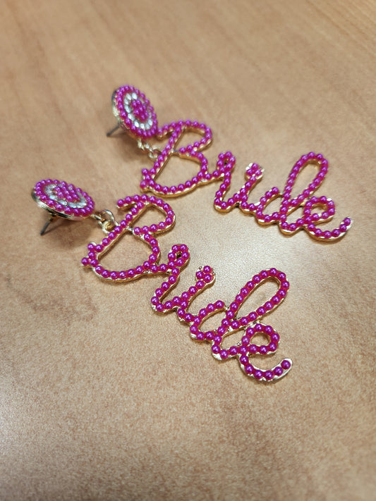Pink bride earrings