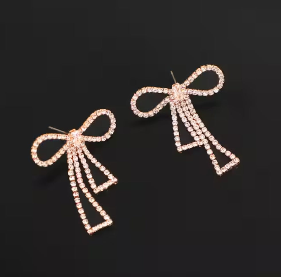 Crystal Bow Drop Earrings