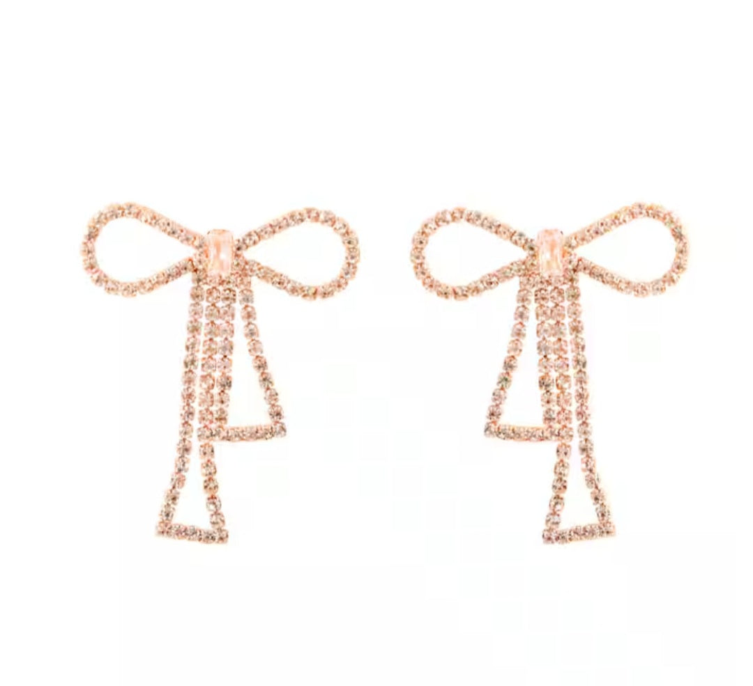 Crystal Bow Drop Earrings