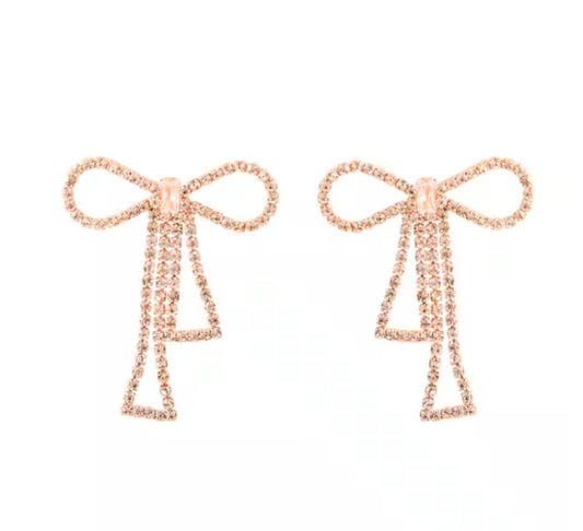 Crystal Bow Drop Earrings
