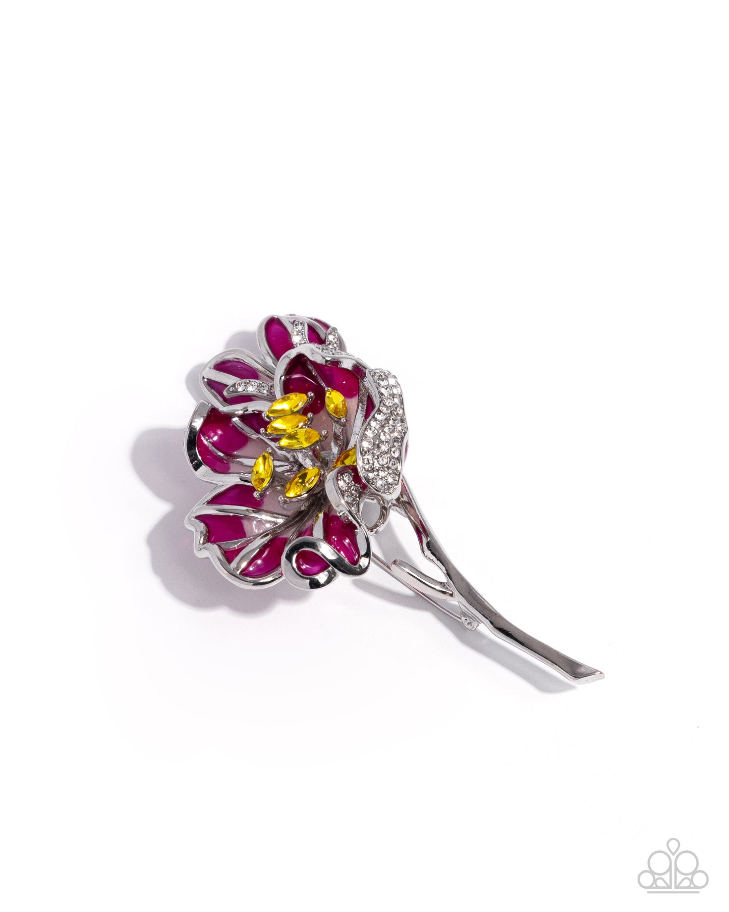 Elegant Floral Silver and Pink Brooth